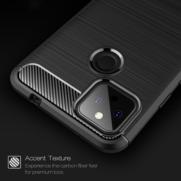 Brushed Carbon Fiber TPU Protector Case for Google Pixel 5a - Black