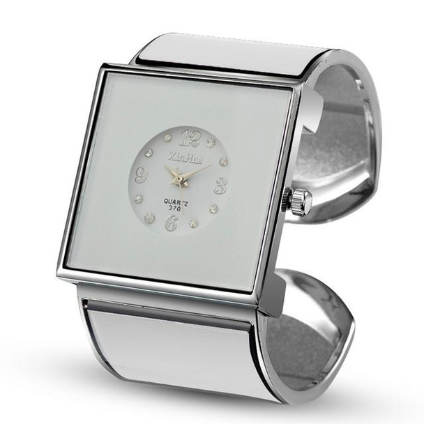 Square Large Dial Bracelet Quartz Watch for Women(White)