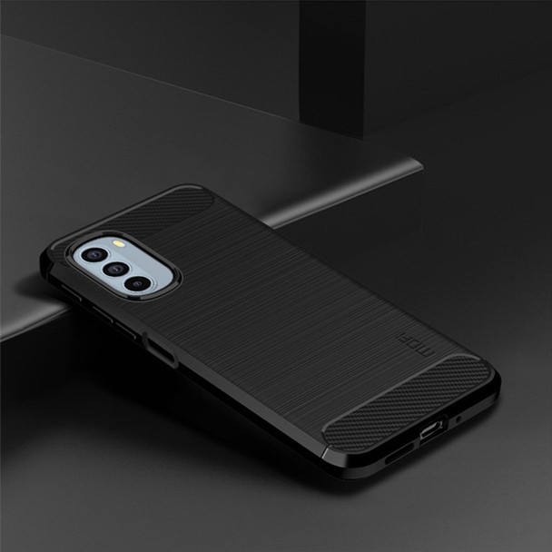 MOFI JK TPU Series-1 for Motorola Moto G31/G41 Brushed Carbon Fiber Texture Soft TPU Phone Case Anti-collision Protective Cover - Black