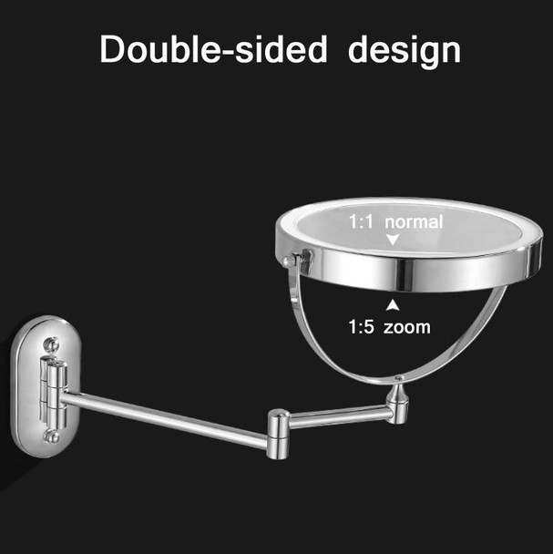 8 Inch Wall-Mounted Double-Sided Makeup Mirror LED Three-Tone Light Bathroom Mirror, Colour:Battery Models Silver(Ten Times Magnification)