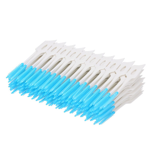 160Pcs/Set Soft Silicone Toothpick Double-ended Tooth Picks Dental Floss Interdental Brush Portable Teeth Stick Dental Hygiene Tools - Blue