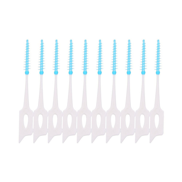 160Pcs/Set Soft Silicone Toothpick Double-ended Tooth Picks Dental Floss Interdental Brush Portable Teeth Stick Dental Hygiene Tools - Blue