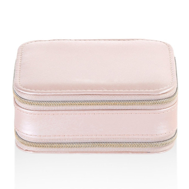 sp01167 Travel Jewelry Case with Mirror Zipper Jewelry Box 2 Layer Jewelry Organizer for Necklaces Rings Bracelets - Pink