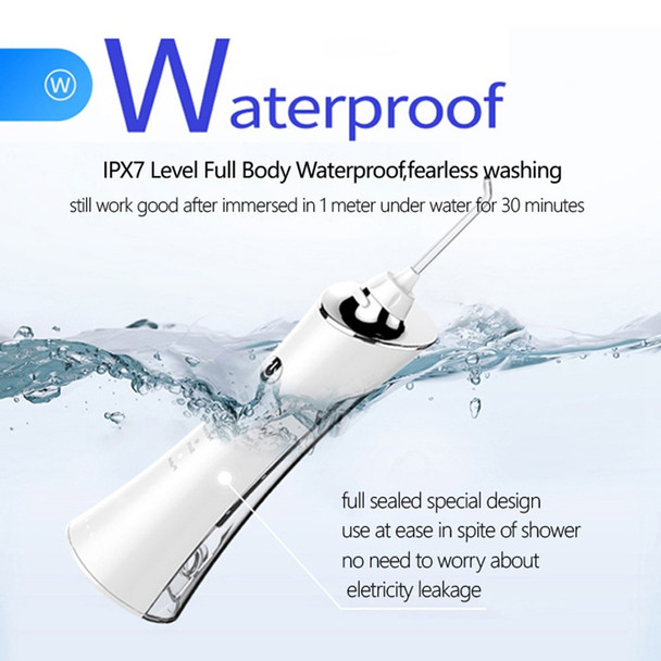 W01 150ml Portable Water Flosser Oral Irrigator Tooth Cleaner Water Dental Flosser IPX7 Waterproof Teeth Clean Device with 3 Cleaning Modes - White