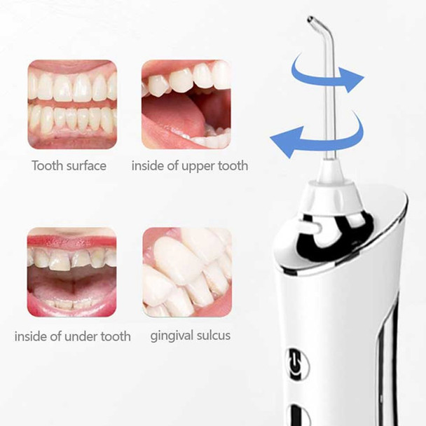 W01 150ml Portable Water Flosser Oral Irrigator Tooth Cleaner Water Dental Flosser IPX7 Waterproof Teeth Clean Device with 3 Cleaning Modes - White