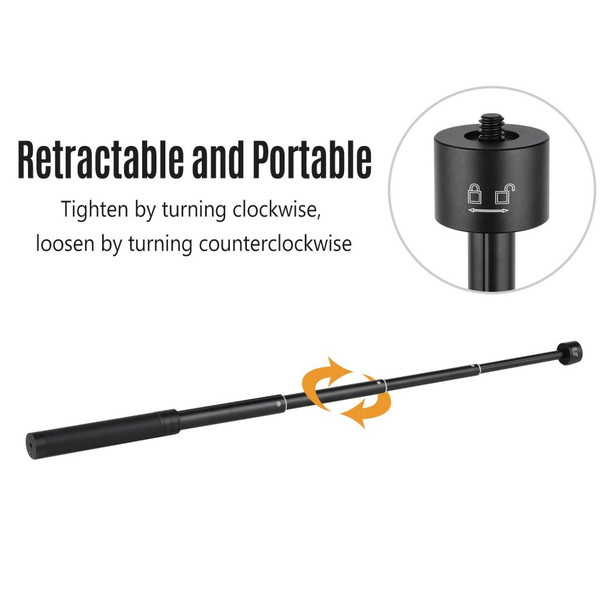 Telescopic Stabilizer Extension Rod Max. Length 73cm Aluminum Alloy Pole with 1/4 Inch Screw and Screw Hole for Gimbal Stabilizer Zhiyun Feiyu