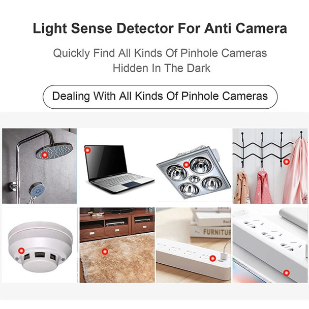 Portable Anti-Spy Hidden Camera Infrared Detector Anti-peeping Detector Spy Finder for Screening Pinhole / Spy Cameras - Type-C / Black
