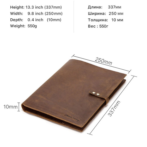 CONTACTS FAMILY Vintage Style Crazy Horse Texture Multifunctional Genuine Leather Tablet Case Cover for 12.2 - 12.9-inch Tablet