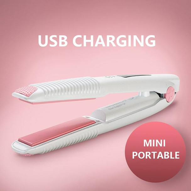 2 In 1 Electric Splint Hair Curling Wireless Hair Straightener(Pearl White)