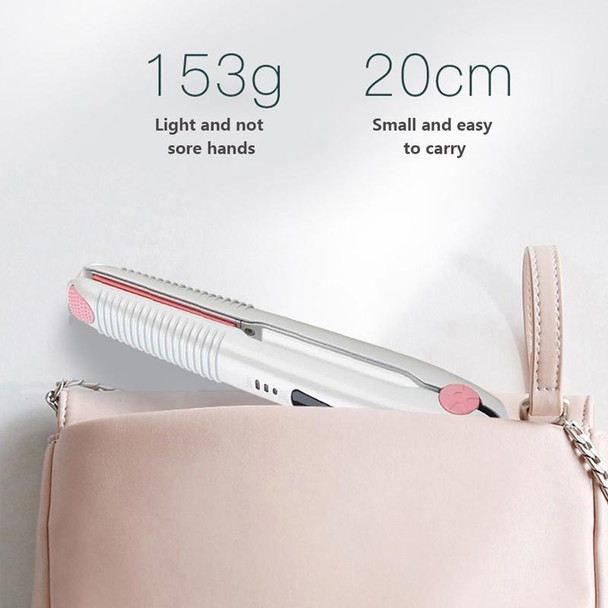 2 In 1 Electric Splint Hair Curling Wireless Hair Straightener(Pearl White)