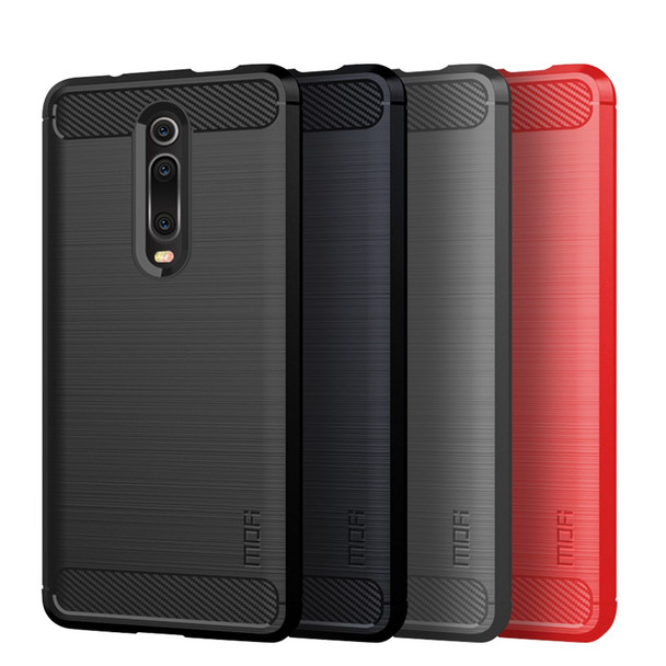 MOFI Carbon Fiber Texture Brushed TPU Cell Phone Case for Xiaomi Redmi K20/Mi 9T/K20 Pro/Mi 9T Pro - Black