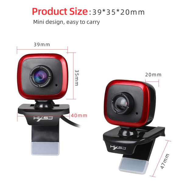 HXSJ A849 480P USB Computer Camera Broadcast Video Conference Webcam with Microphone - Black/Red