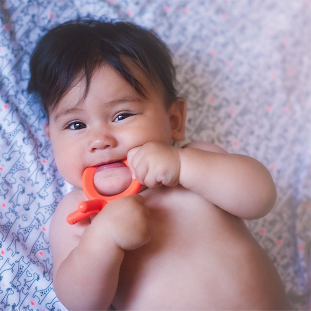 BPA Free Safe Flexible Silicone Baby Chewable Teether - Orange