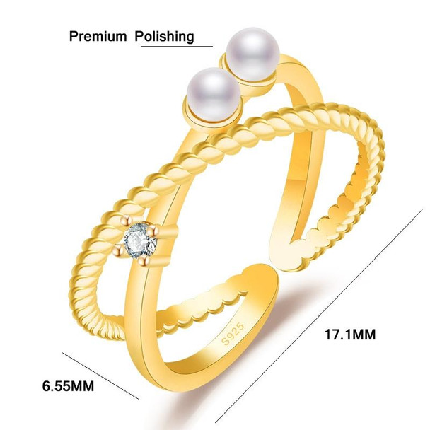 2 PCS J358 Ladies Fashion Pearl Index Finger Open Ring(Rose Gold)
