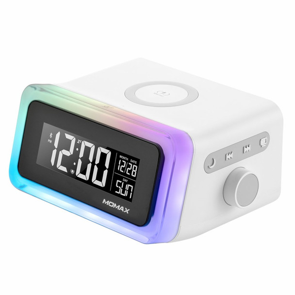 MOMAX Q.CLOCK2 Bluetooth Alarm Clock Speaker LED Display with Wireless Charging - UK Plug