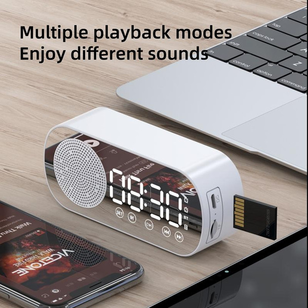 Z7 Digital Bluetooth 5.0 Speaker Multi-function Mirror Alarm Clock FM Radio(White)