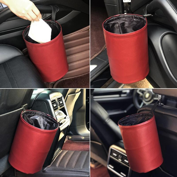2 PCS Leatherette Foldable Car Trash Can Mini Chair Back Suspended Waterproof Trash Can(Beige)