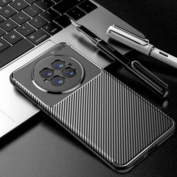 For Huawei Mate 50 Anti-fall Soft TPU Phone Case Carbon Fiber Texture Non-Slip Protective Back Cover - Black