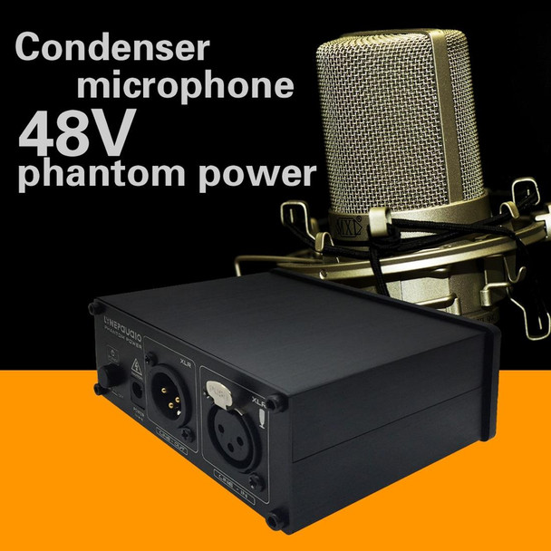 LINEPAUDIO A963 48V Pro Condenser Microphone Phantom Power Source(Black)