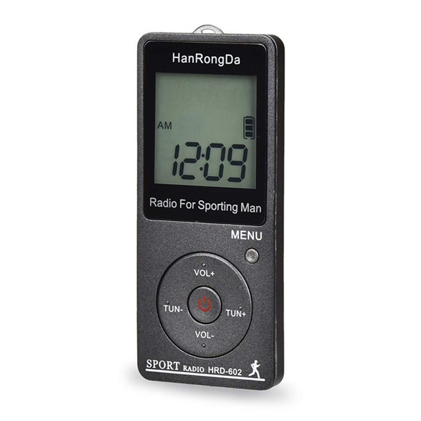 HRD-602 Digital Display FM AM Mini Sports Radio with Step Counting Function (Black)