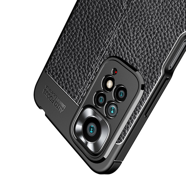 For Xiaomi Redmi Note 11 Pro 4G (MediaTek)/Redmi Note 11 Pro 5G (Qualcomm) Scratch-resistant Litchi Texture Soft TPU Protector Anti-fall Cell Phone Shell Case - Black