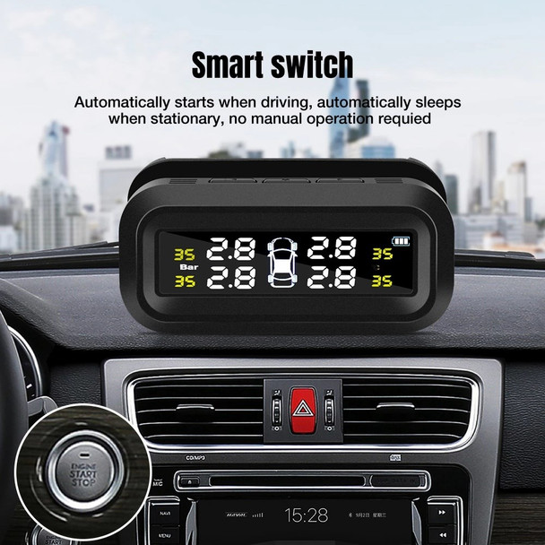 Solar Powered Tire Pressure Monitoring System Wireless Solar TPMS Tire Pressure Monitor LCD HD Display Screen