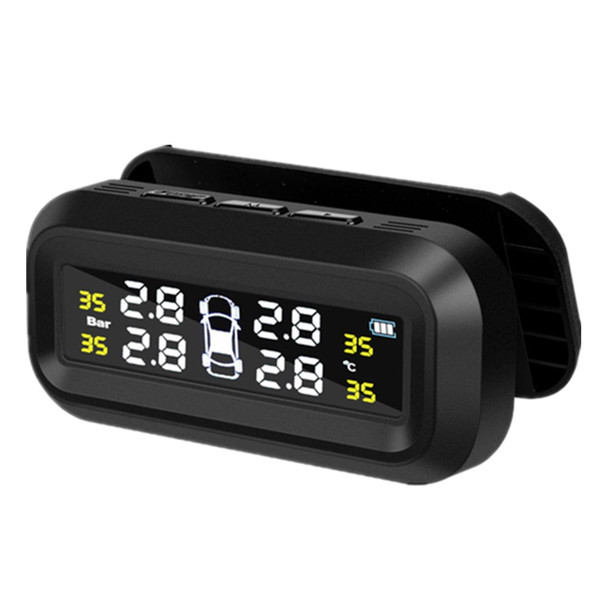 Solar Powered Tire Pressure Monitoring System Wireless Solar TPMS Tire Pressure Monitor LCD HD Display Screen