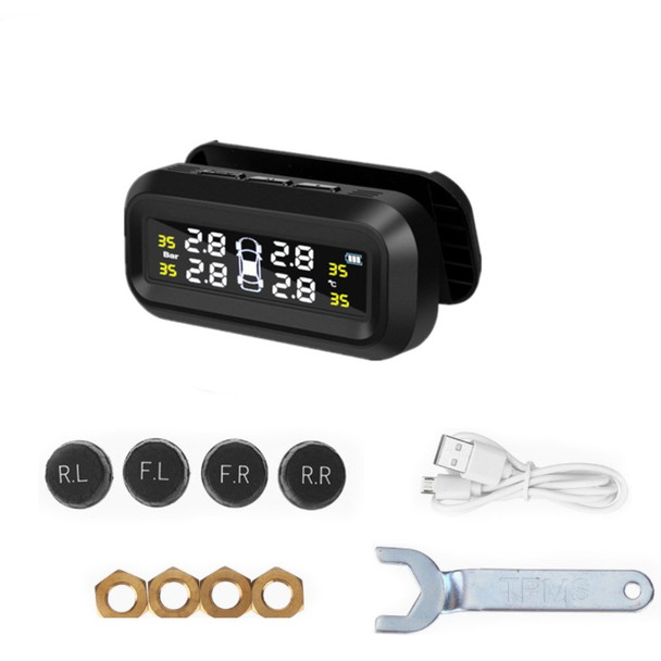 Solar Powered Tire Pressure Monitoring System Wireless Solar TPMS Tire Pressure Monitor LCD HD Display Screen