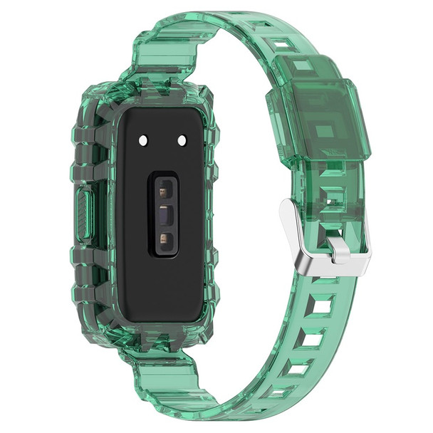 For Huawei Band 7/Band 6/Honor Band 6 Replacement Transparent TPU Watch Strap Wrist Band with Watch Case - Transparent Green