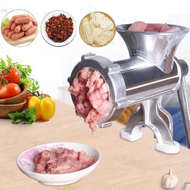 Manual Meat Grinder and Sausage Stuffer Meat Grinder Mincer Pasta Maker Crank - Silver