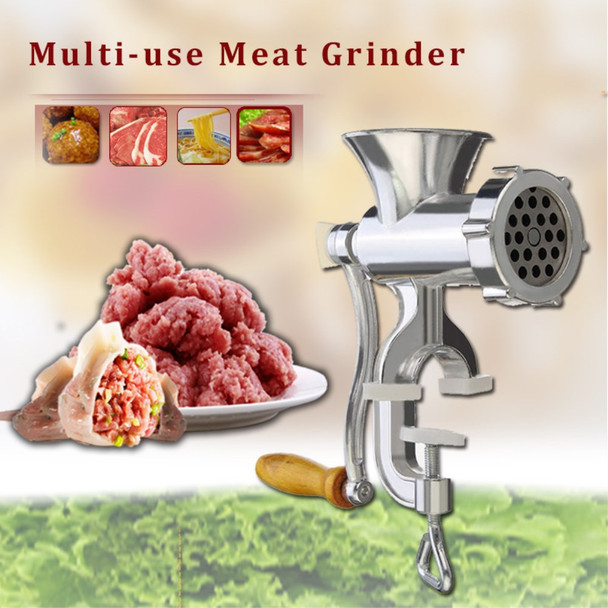 Manual Meat Grinder and Sausage Stuffer Meat Grinder Mincer Pasta Maker Crank - Silver