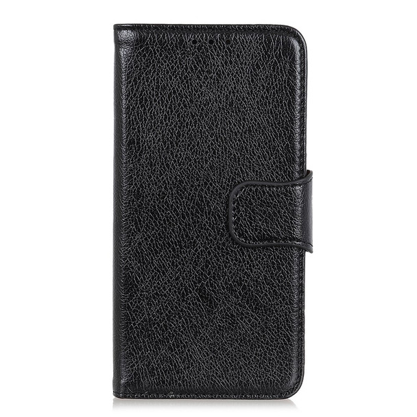 Nappa Texture Full-Protection Split Leather Wallet Stand Phone Cover Shell for Oppo A54 5G/A74 5G/A93 5G - Black