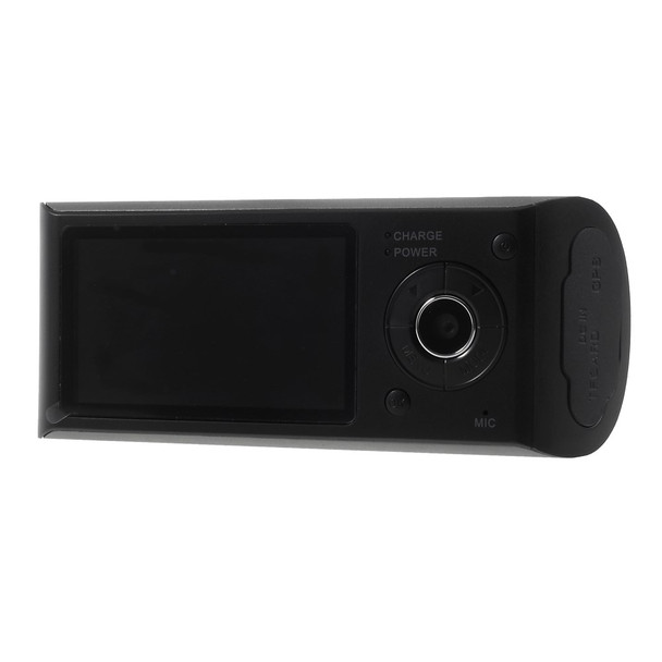 R300 Dual Lens Camera Car DVR with GPS and G-Sensor 2.7" TFT LCD Video Recorder Camcorder - Black