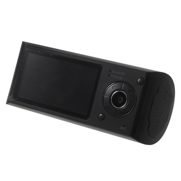 R300 Dual Lens Camera Car DVR with GPS and G-Sensor 2.7" TFT LCD Video Recorder Camcorder - Black