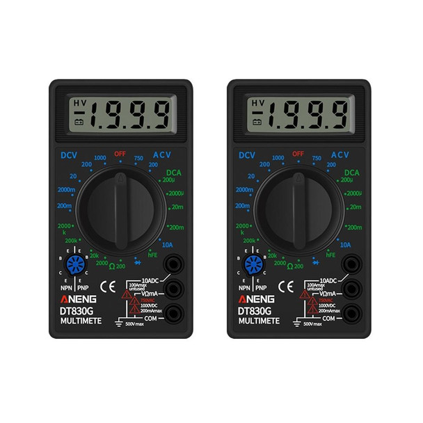 2 PCS ANENG DT830G Portable Digital Multimeter(Black)