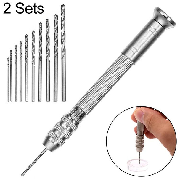 2 Sets Steel Pick + 10 Drills Aluminum Slloy Hand Drill Punch