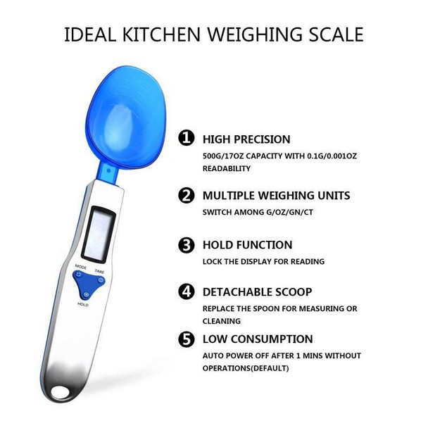 300g / 0.1g Kitchen Scale Electronic Measuring Spoon Scale With Three Spoons