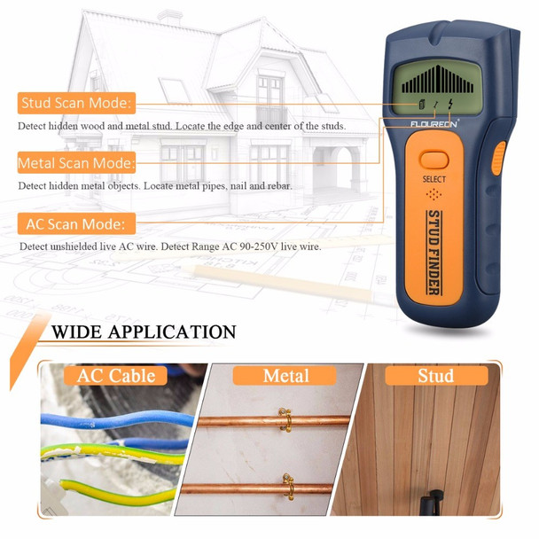 TS79 Handheld 3 in 1 Stud Finder Wire Metal Wood Detector Wall Scanner with LCD Display