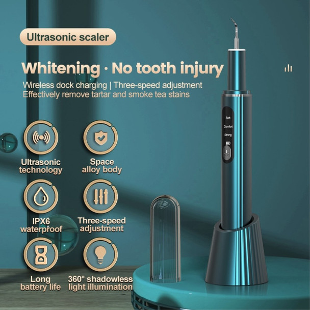 F011 Ultrasonic Dental Calculus Scaler Oral Tooth Tartar Remover Portable Plaque Stains Cleaner Removal Teeth Whitening Device with LED Light - Green