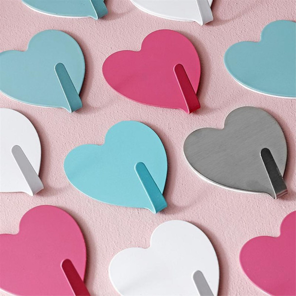 E711 12Pcs Iron Wall Mounted Hooks Heart-shaped Adhesive Hangers Decorative Hooks for Home Kitchen (with Adhesive Sticker) - Pink