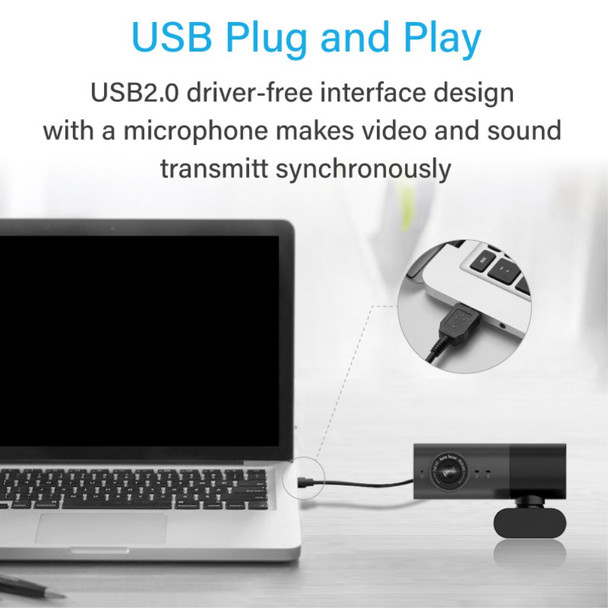 HD 1080P USB Computer Camera Rotatable Live Streaming Video Conference Webcam with Built-in Microphone