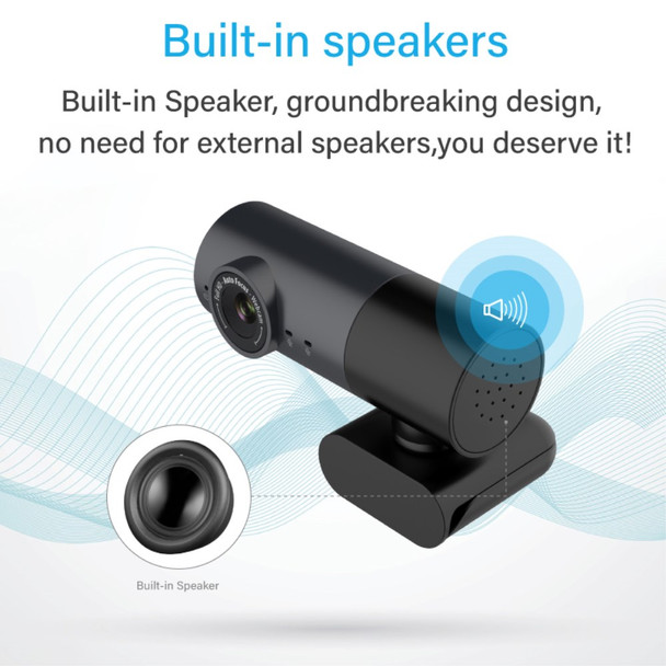 HD 1080P USB Computer Camera Rotatable Live Streaming Video Conference Webcam with Built-in Microphone