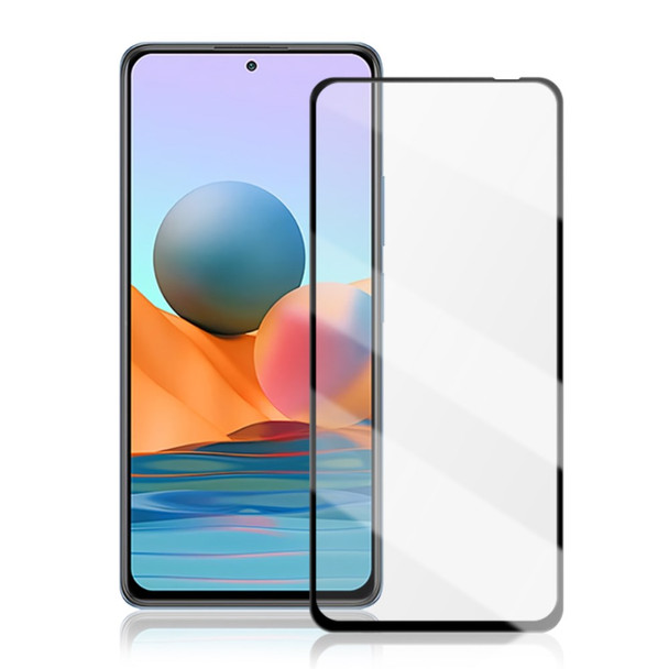 AMORUS Silk Printing Full Glue Tempered Glass Full Screen Covering Protector Film for Xiaomi Redmi Note 10 Pro 4G (India)/(Global)/Note 10 Pro Max - Black