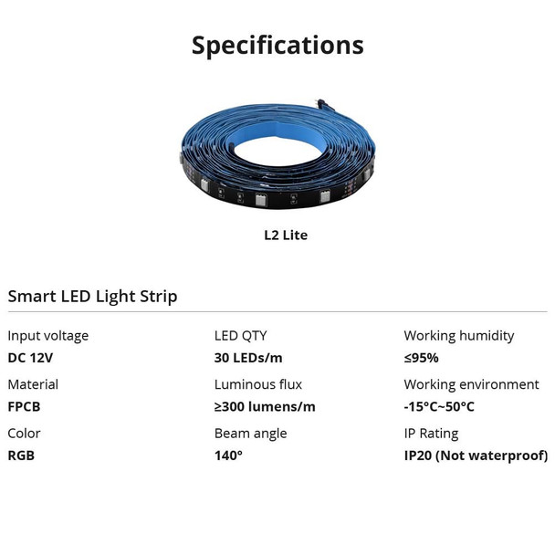 SONOFF L2 Lite 5m Smart RGB LED Light Strip Home Decorative Light with Remote Control - US Plug