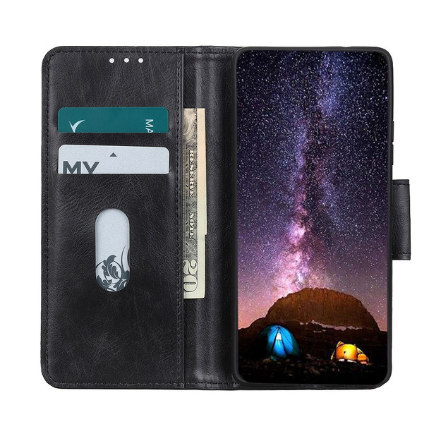 Crazy Horse Texture Folio Flip Wallet Design PU Leather Stand Protector Cover for Oppo Realme GT 5G - Black