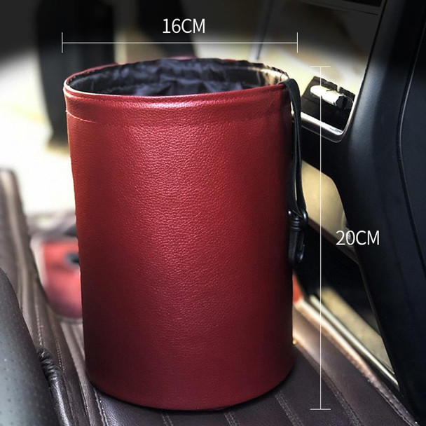 2 PCS Leatherette Foldable Car Trash Can Mini Chair Back Suspended Waterproof Trash Can(Wine Red)