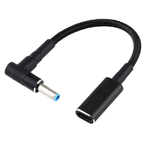 PD 100W 18.5-20V 4.5 x 0.6mm Elbow to USB-C / Type-C Adapter Nylon Braid Cable for HP