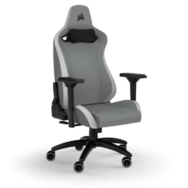 CORSAIR TC200 Fabric Gaming Chair - Standard Fit; Light Grey / White