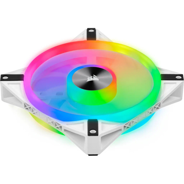 iCUE QL140 RGB 140mm PWM Dual Fan Kit with Lighting Node CORE - White