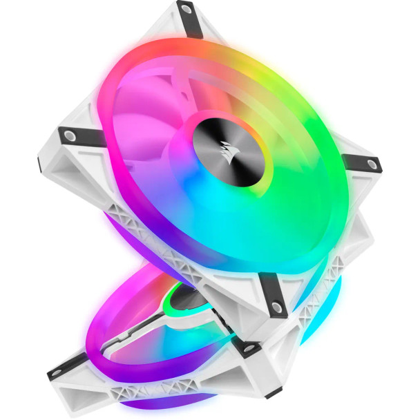 iCUE QL140 RGB 140mm PWM Dual Fan Kit with Lighting Node CORE - White